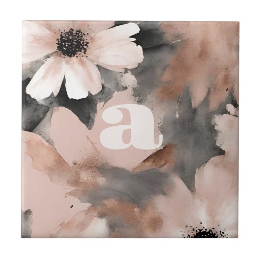 Pastel Roze Monogram  Tegeltje (Voorkant)
