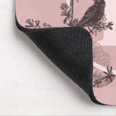 Pastel Roze Monogram Vogelvogel en Floral ontwerp Muismat (Hoek)