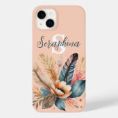 Pastel Roze Mooie Bloemige Elegante Monogram Case-Mate iPhone Case (Achterkant)