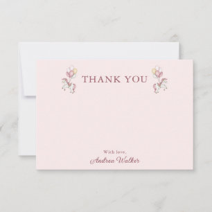 Pastel Roze Mooie Draaimolen Meisje Baby Shower Bedankkaart