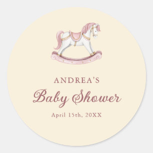 Pastel Roze Mooie Draaimolen Meisje Baby Shower Ronde Sticker