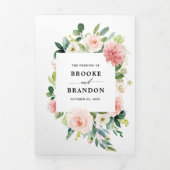 Pastel Roze Mooie Roze Bloemige Botanische Bruilof Drieluik Aankondiging (Cover)