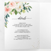 Pastel Roze Mooie Roze Bloemige Botanische Trouwfe Drieluik Aankondiging (Binnenzijde eerst)