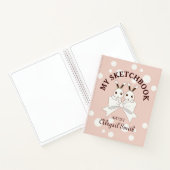 Pastel Roze Moppige Tweeling Konijn Kinderen Schet Notitieboek (Binnen)