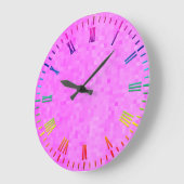 Pastel roze mozaïek, grote wandklok (Hoek)