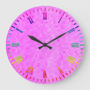 Pastel roze mozaïek, grote wandklok