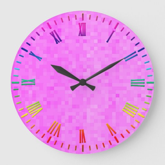 Pastel roze mozaïek, grote wandklok (Voorkant)