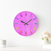 Pastel roze mozaïek, grote wandklok (Huis)