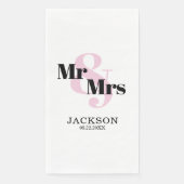 Pastel Roze Mr. & Mrs. Trouwdag Servet (Voorkant)