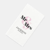 Pastel Roze Mr. & Mrs. Trouwdag Servet (Hoek)