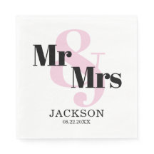Pastel Roze Mr. & Mrs. Trouwdag