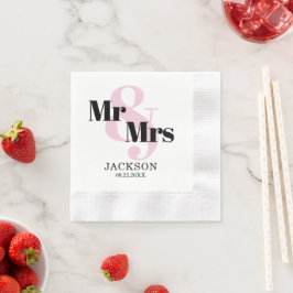 Pastel Roze Mr. & Mrs. Trouwdag Servet