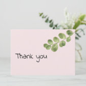 Pastel roze munt goud eucalyptus blad Dank u Kaart (Staand voorkant)
