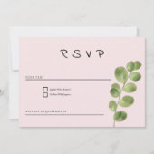 Pastel roze munt goud eucalyptus blad RSVP Kaart (Voorkant)