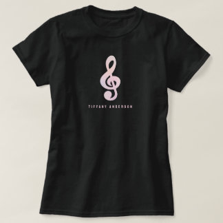 Pastel Roze Muzikaal Symbool Muziek Kunst Monogram T-shirt