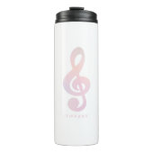 Pastel Roze Muzikaal Symbool Muziek Kunst Monogram Thermosbeker (Voorkant)
