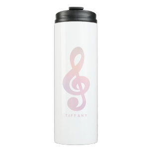 Pastel Roze Muzikaal Symbool Muziek Kunst Monogram Thermosbeker