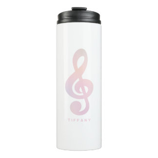 Pastel Roze Muzikaal Symbool Muziek Kunst Monogram Thermosbeker