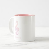 Pastel Roze Muzikaal Symbool Muziek Kunst Monogram Tweekleurige Koffiemok (Voorkant links)