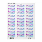 Pastel roze naar blauwe Waterverf Fancy Script Lab Etiket (Full Sheet)