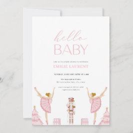 Pastel roze Notenkraker Baby shower Invitation Kaart