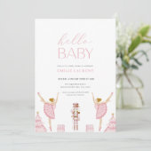 Pastel roze Notenkraker Baby shower Invitation Kaart (Staand voorkant)
