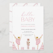 Pastel roze Notenkraker Baby shower Invitation Kaart (Voorkant / Achterkant)