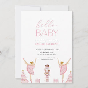 Pastel roze Notenkraker Baby shower Invitation Kaart