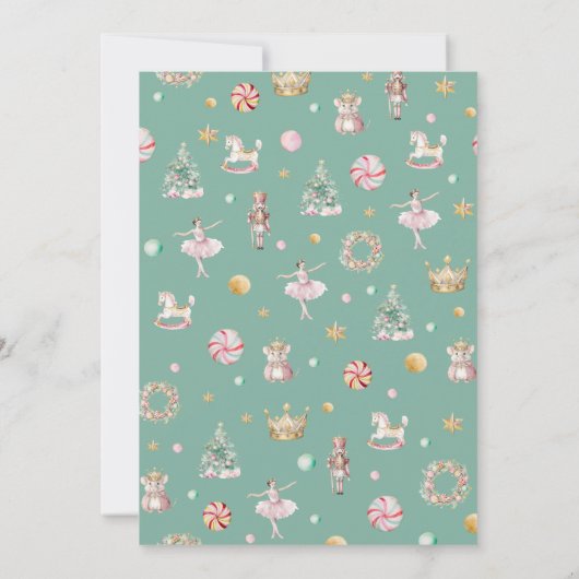 Pastel roze Notenkraker Land van Snoepjes Verjaard Kaart (Achterkant)