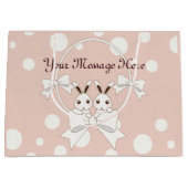 Pastel Roze off-White lint en Twin Bunny Groot Cadeauzakje (Voorkant)