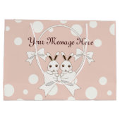 Pastel Roze off-White lint en Twin Bunny Groot Cadeauzakje (Achterkant)