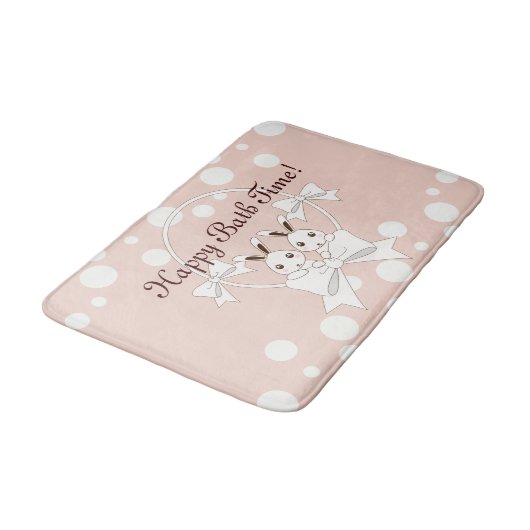 Pastel Roze off-White lint en Twitter Bunny Badmat (Gekanteld)
