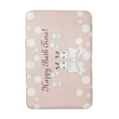 Pastel Roze off-White lint en Twitter Bunny Badmat (Voorkant Verticaal)