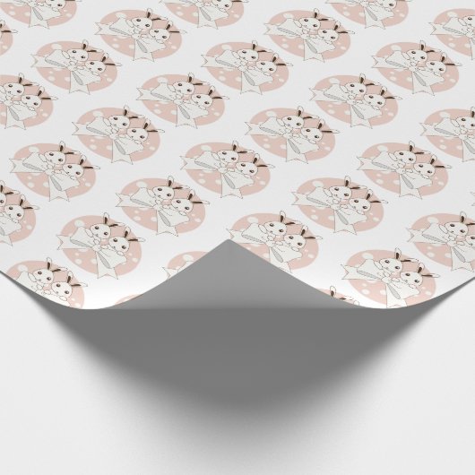 Pastel Roze off-White lint en Twitter Bunny Cadeaupapier (Hoek)