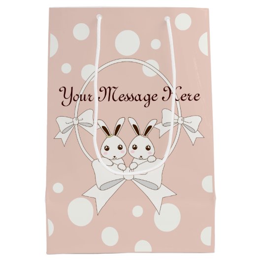 Pastel Roze off-White lint en Twitter Bunny Medium Cadeauzakje (Achterkant)
