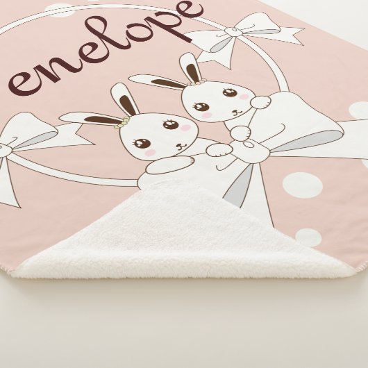Pastel Roze off-White lint en Twitter Bunny Sherpa Deken (3/4)