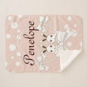 Pastel Roze off-White lint en Twitter Bunny Sherpa Deken (Voorkant (horizontaal))