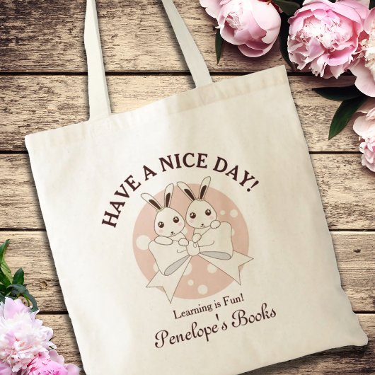 Pastel Roze off-White lint en Twitter Bunny Tote Bag