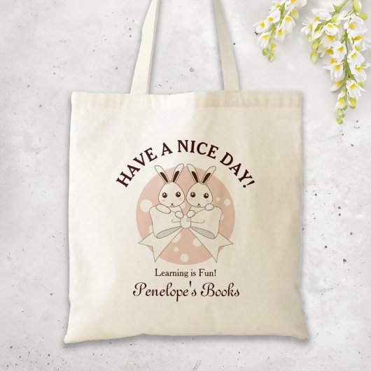 Pastel Roze off-White lint en Twitter Bunny Tote Bag