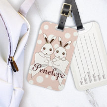 Pastel Roze off-White Ribbon Cute Twin Bunny Kinde