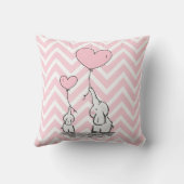 Pastel roze olifant gepersonaliseerde baby meisje  kussen (Achterkant)