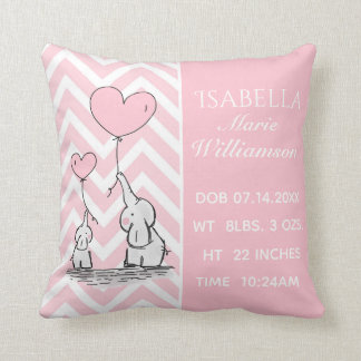 Pastel roze olifant gepersonaliseerde baby meisje kussen