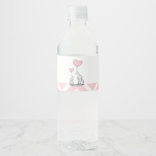 Pastel Roze Olifant Meisje Baby Shower Waterfles Etiket