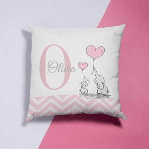 Pastel Roze Olifant Persoonlijke Baby Meisje Kusse Kussen