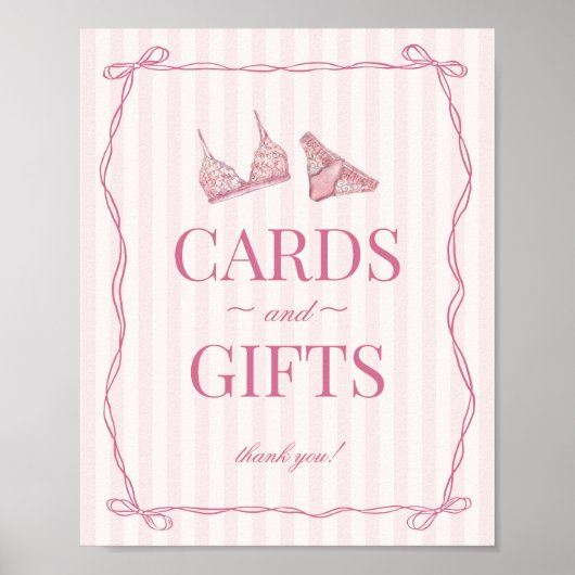 Pastel Roze Ondergoed Bachelorette Kaarten & Cadea Poster (Voorkant)