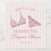 Pastel Roze Ondergoed Douche Verjaardagsfeestje vo Wijn Etiket (Enkel label)