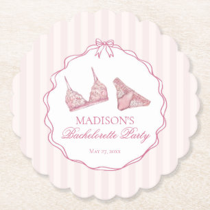 Pastel Roze Ondergoed Kant Bachelorette Feest Kartonnen Onderzetters