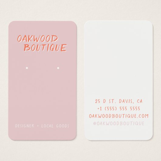 Pastel Roze oorringen juwelier display Kaart (Voorkant /achterkant)