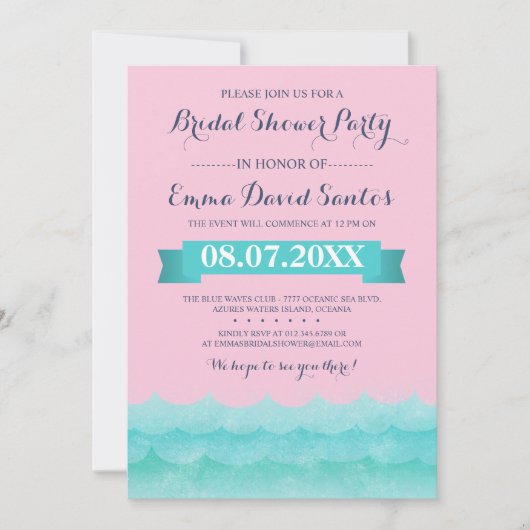 Pastel roze op Zee Nautisch Vrijgezellenfeest Kaart (Voorkant)