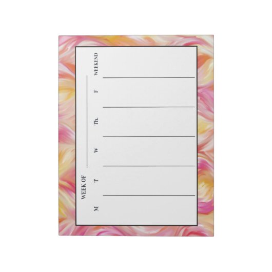Pastel Roze Oranje Week in één oogopslag Notitieblok (Linkerzijde)